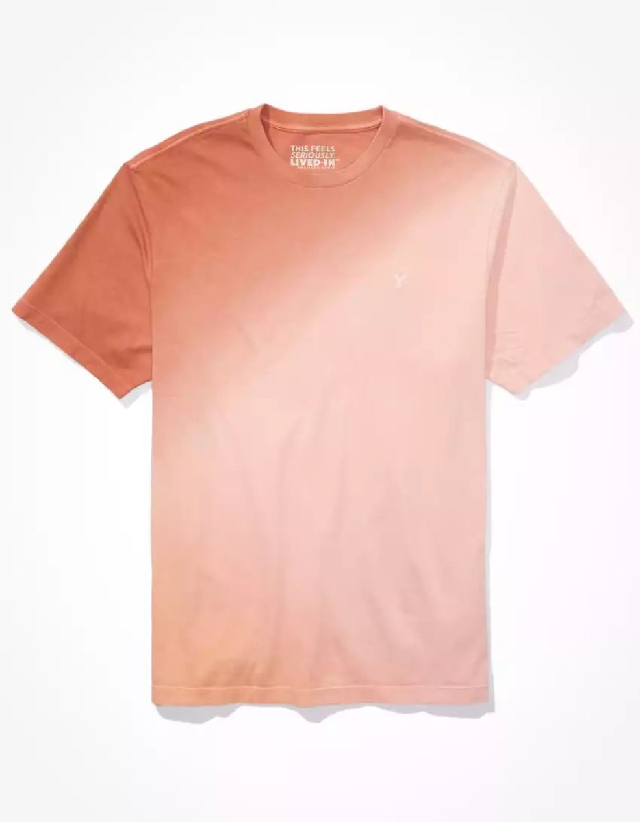 T Shirts American Eagle AE Super Soft Dip-Dye Orange Homme | WZT-58351118